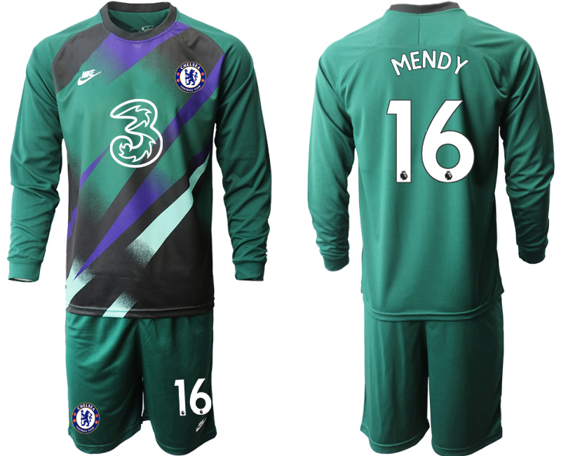 Cheap Men 2021 Chelsea Dark green long sleeve goalkeeper 16 soccer jerseys